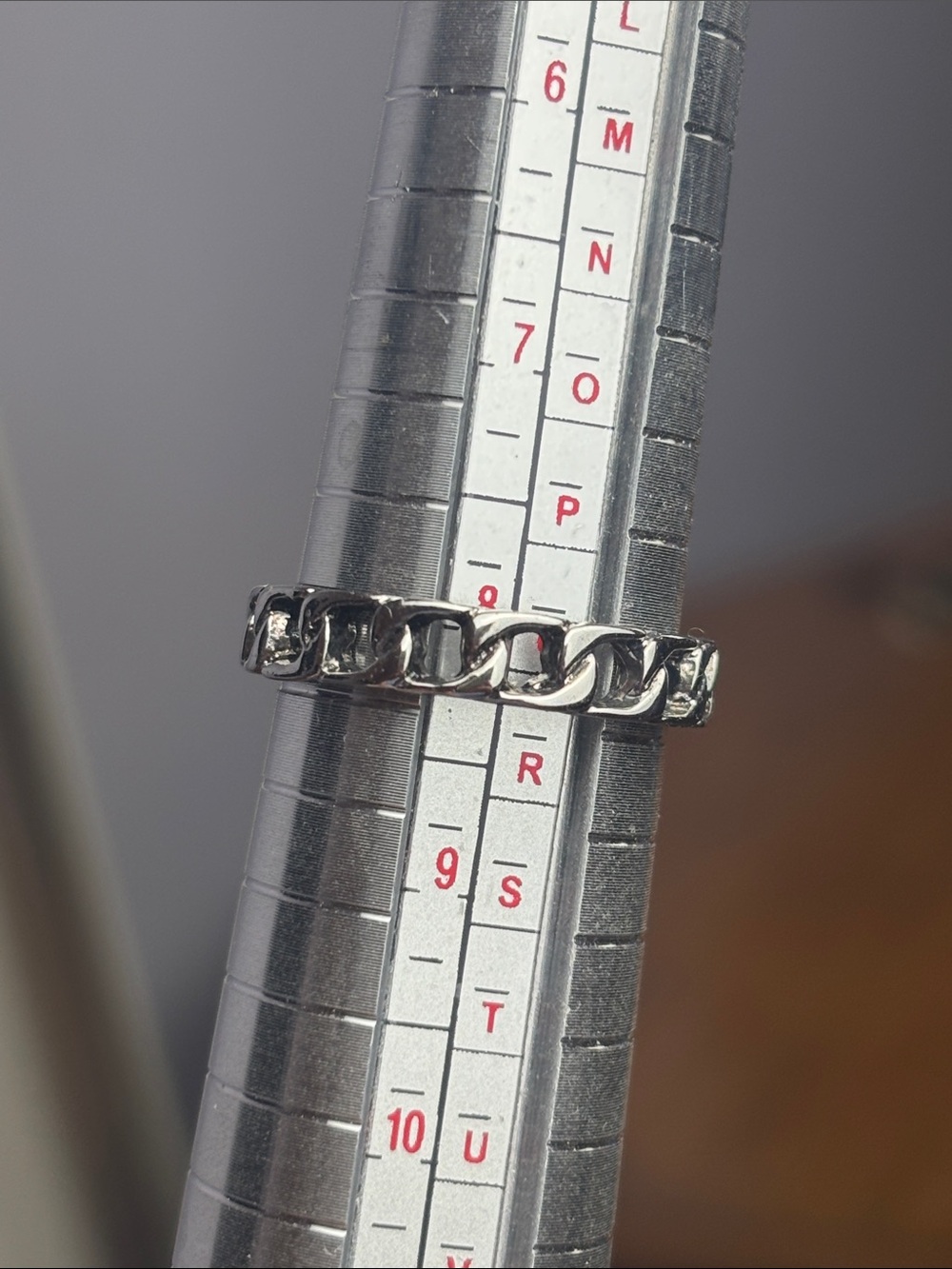 Men's Silver Chain Link Ring - Polished Silver Tone Style